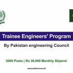 Pakistan Engineering Council Trainee Program for all Fresh Graduates - 2022